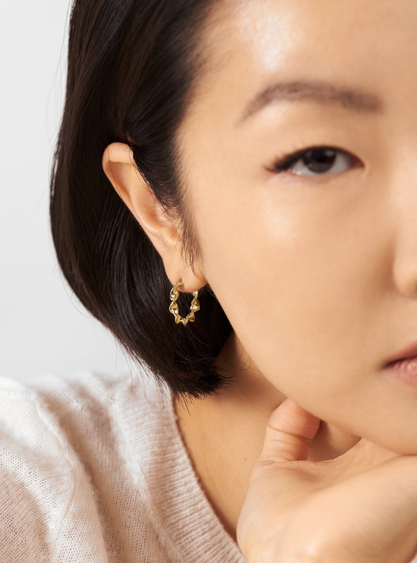 VISTOSO Genuine 14K 585 Rose Gold Earrings For Women Sparkling Diamond  Brown Diamond Simple Style Earrings Elegant Fine Jewelry