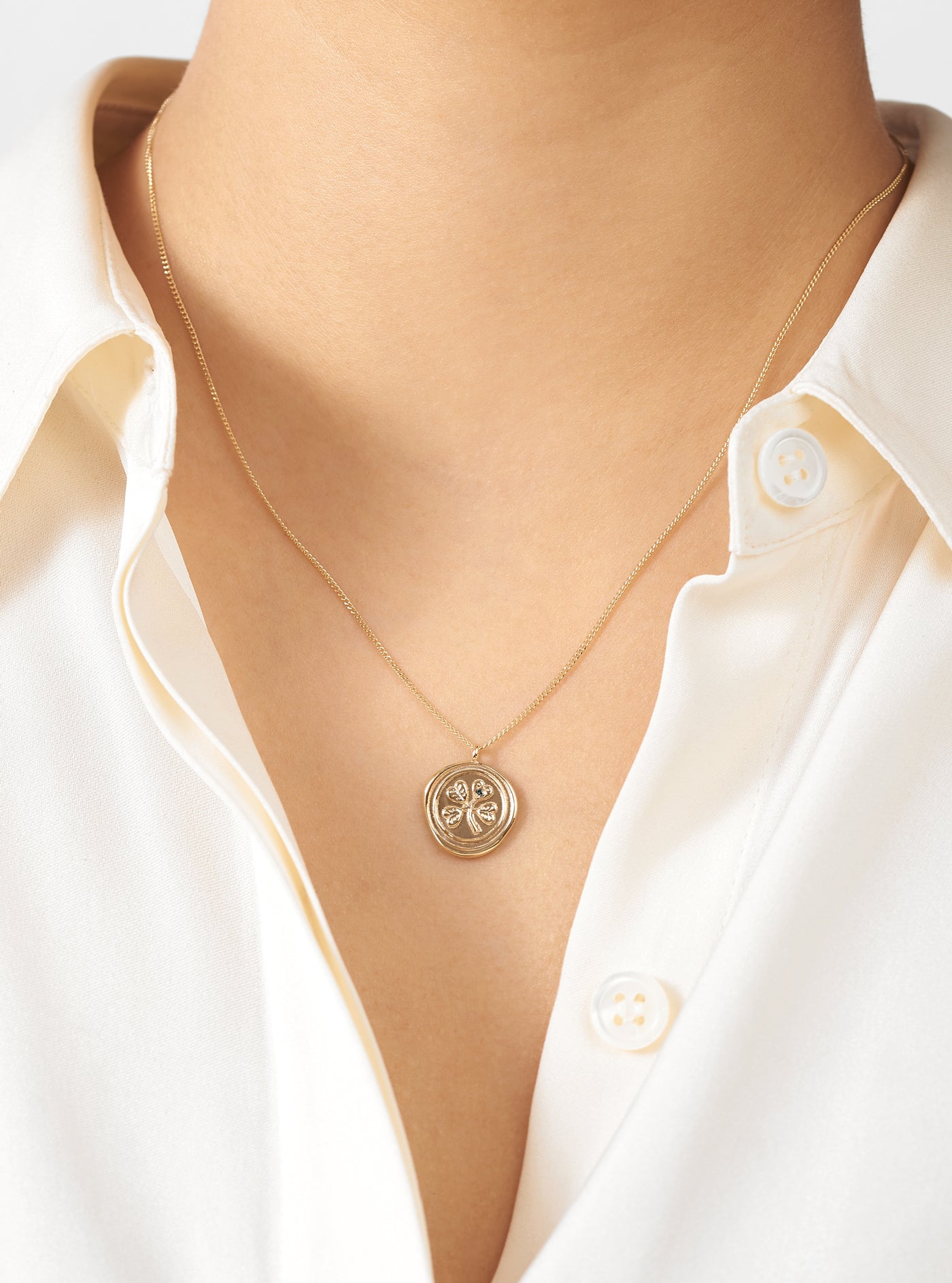 14k solid gold four-leaf clover symbol pendant necklace – K⋅GOLD
