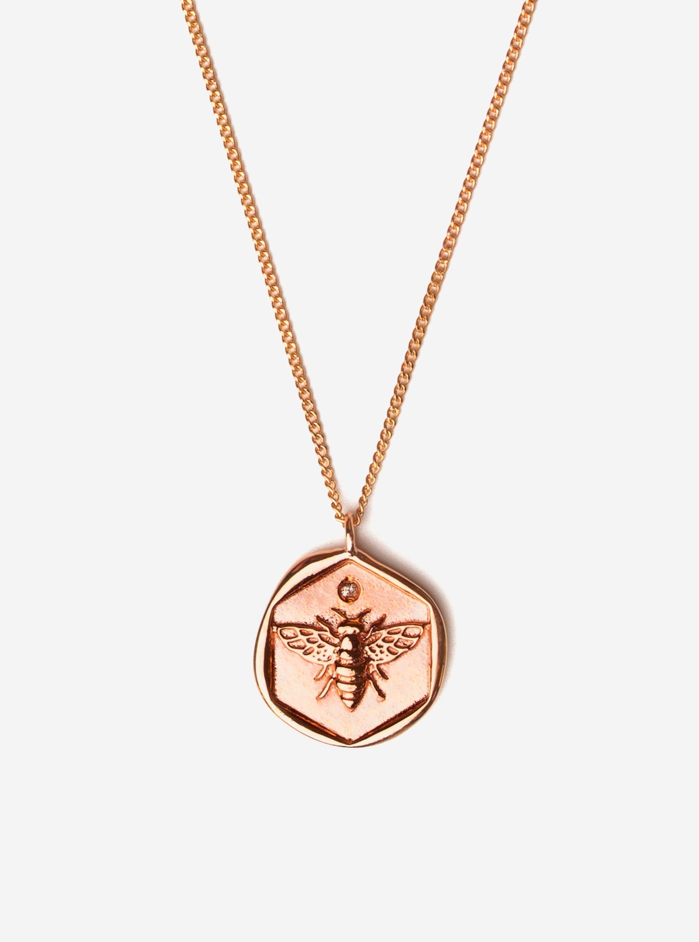 Wealth: Gold bee necklace & pendant Solid gold 14K